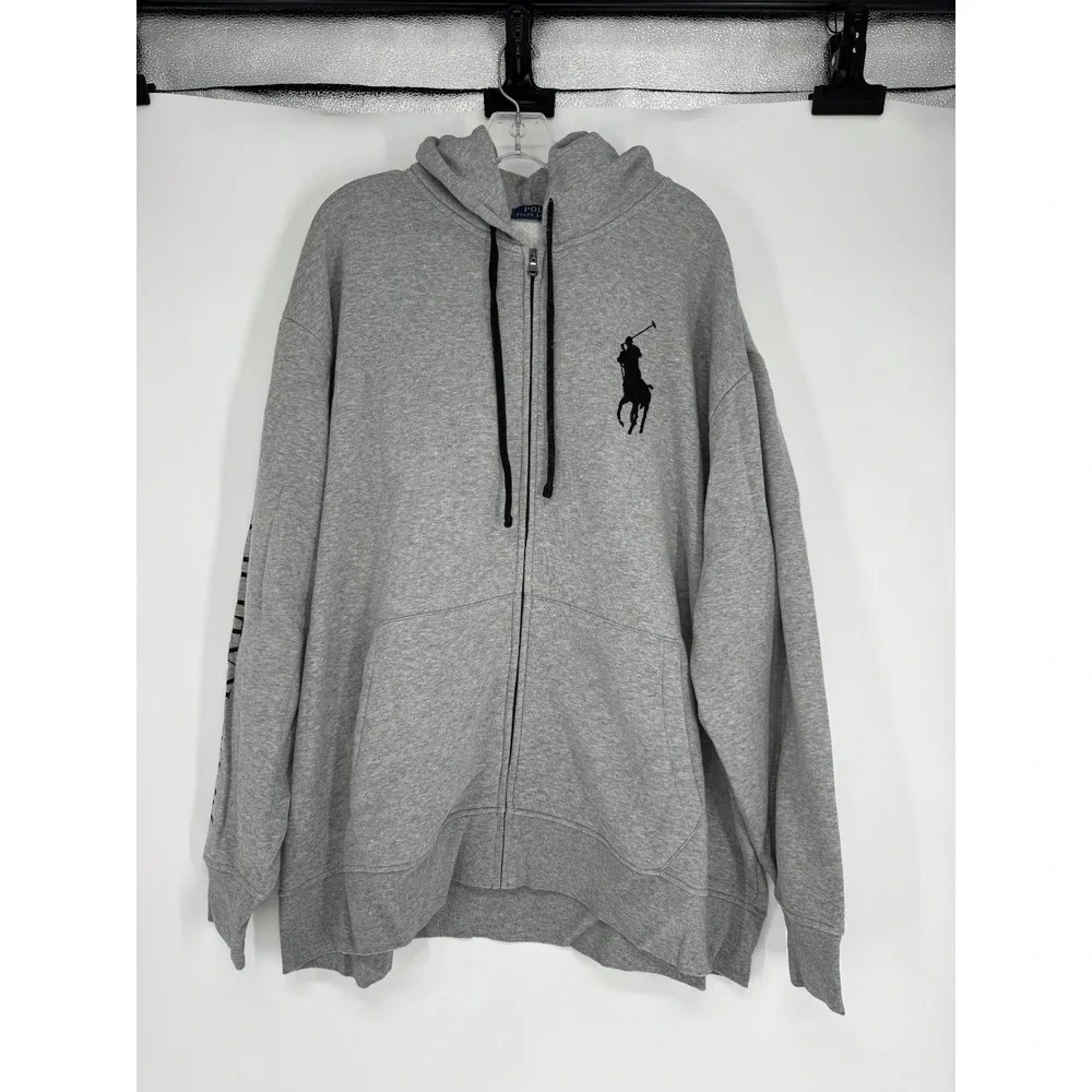 Polo Ralph Lauren Hoodie Sweatshirt 3XL Big 3XB Big Pony Logo Full Zip Up Jacket